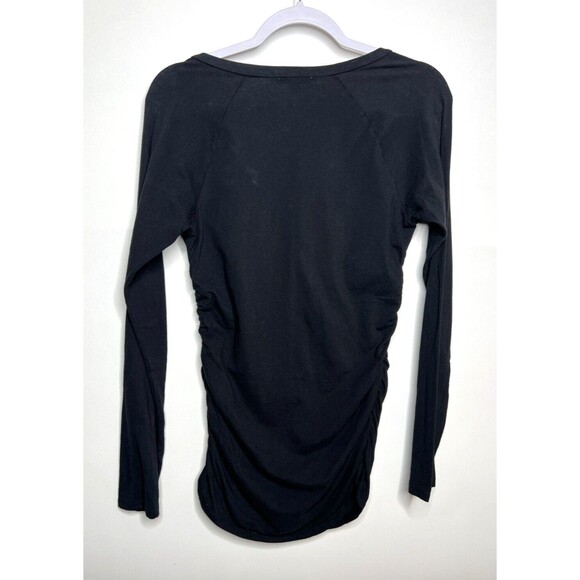 Standard James Perse Top Womens 3 Large Black Long Sleeve Ruched Side Tee Shirt - Picture 3 of 14